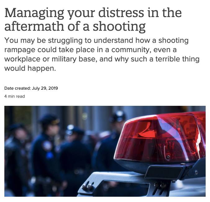 Managing your distress in the aftermath of a shooting